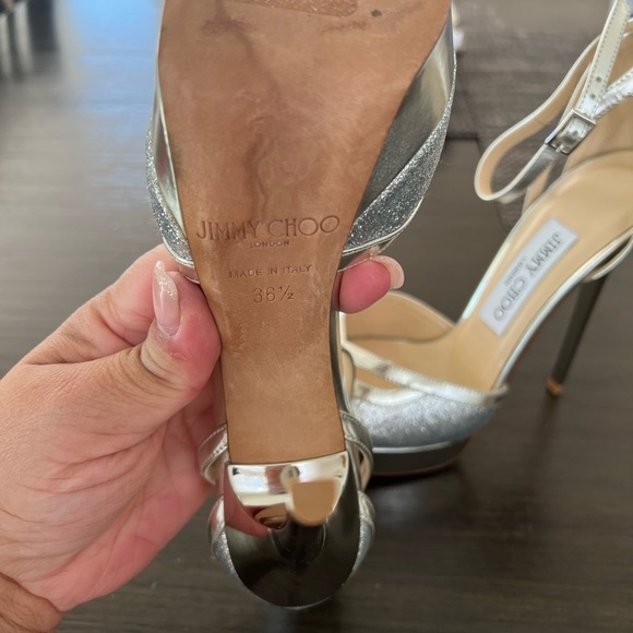Jimmy Choo silver heels. Wore for my wedding for only a few hours. - Picture 6 of 6